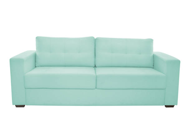 istock Three seats cozy color fabric sofa isolated on white background 1036190264