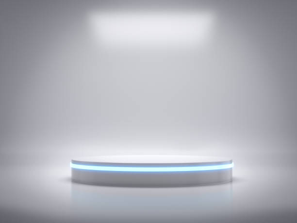 istock Pedestal for display,Platform for design,Blank product stand with light glow,Futuristic background 1036190318