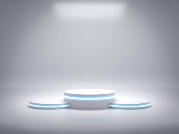 istock Pedestal for display,Platform for design,Blank product stand with light glow,Futuristic background 1036190328