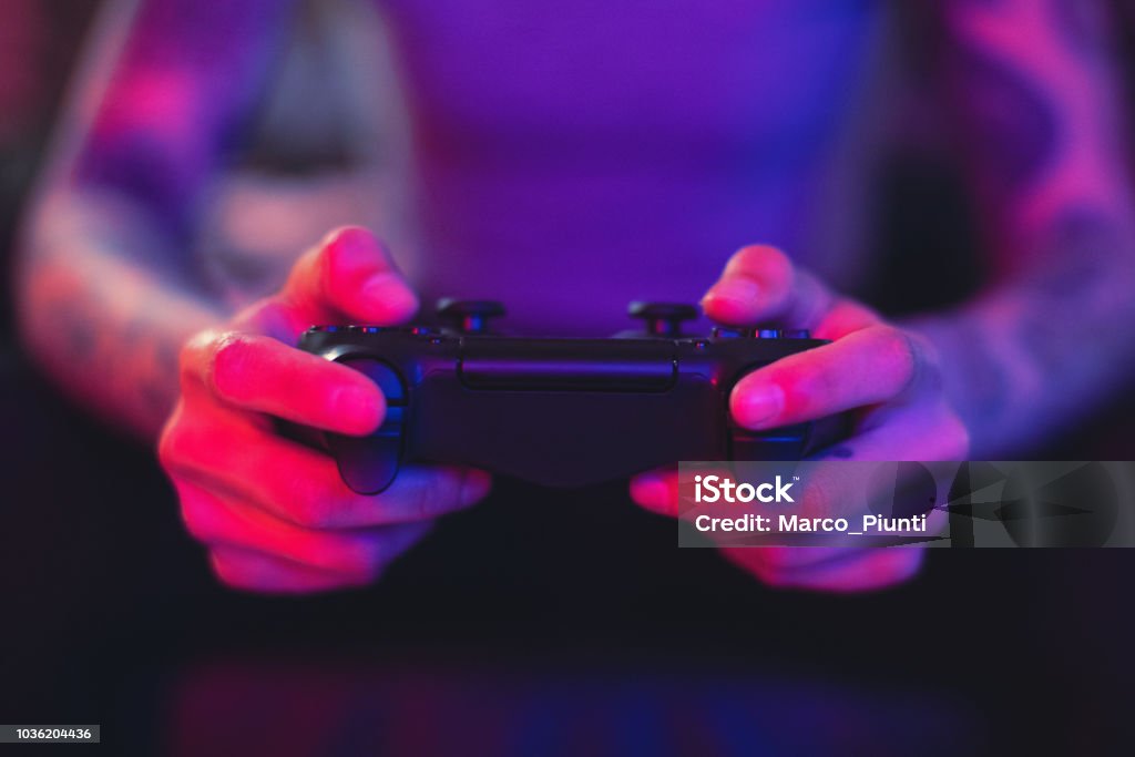 Gamer Hands Video Game Stock Photo
