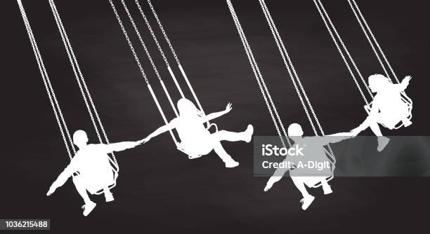 Carnival Swing Ride Stock Illustration - Download Image Now - Adolescence, Amusement Park Ride, Black And White