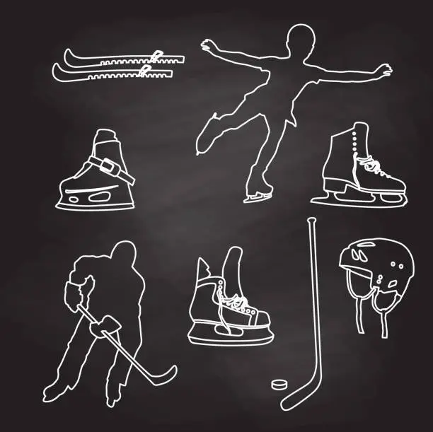 Vector illustration of Ice Skating Sketched Elements