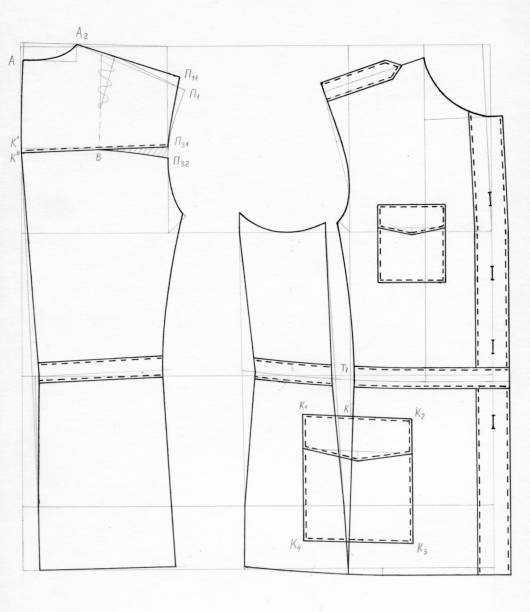 Sewing pattern Sewing pattern on white paper clothing pattern stock pictures, royalty-free photos & images