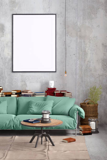 istock Modern Nordic style apartment with picture frame template 1036224922