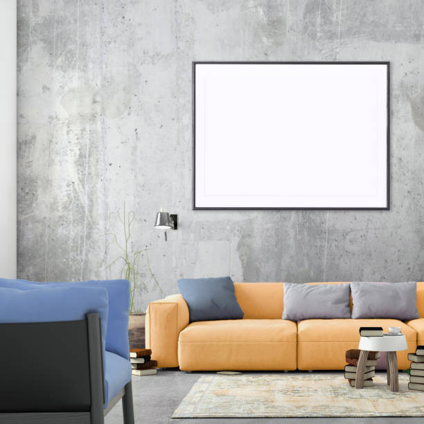 istock Modern Nordic style apartment with picture frame template 1036224930