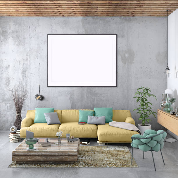 istock Modern Nordic style apartment with picture frame template 1036224938
