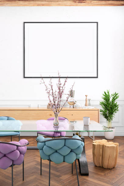 istock Nordic style apartment dining room with picture frame template 1036224946