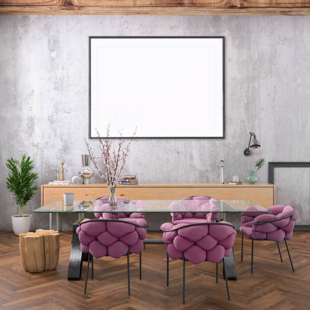 Nordic style apartment dining room with picture frame template