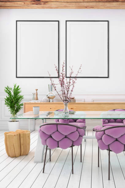 istock Nordic style apartment dining room with picture frame template 1036224960