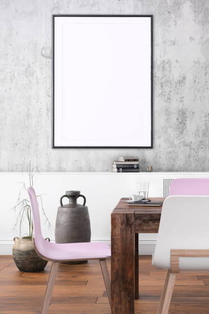 istock Nordic style apartment dining room with picture frame template 1036225004