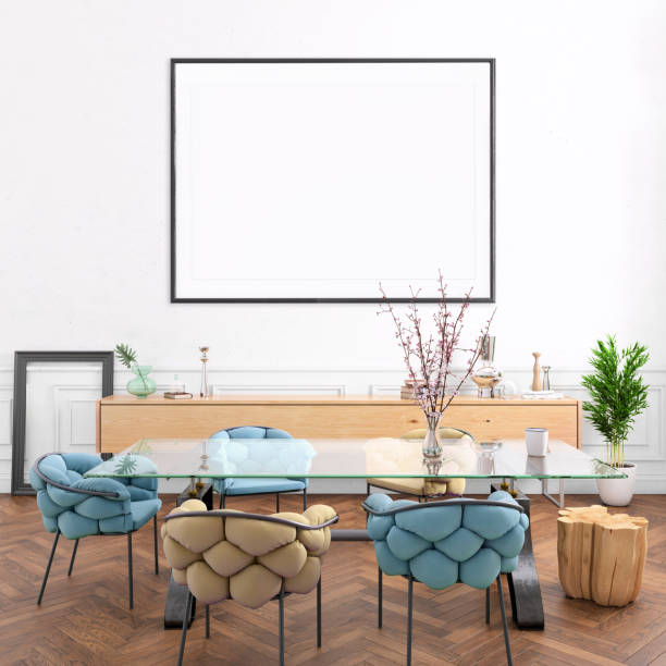 istock Nordic style apartment dining room with picture frame template 1036225006