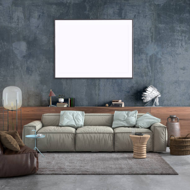 istock Modern Nordic style apartment with picture frame template 1036225018