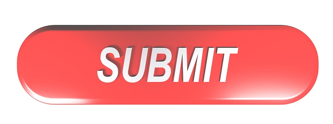 Red rounded rectangle pushbutton SUBMIT - 3D rendering