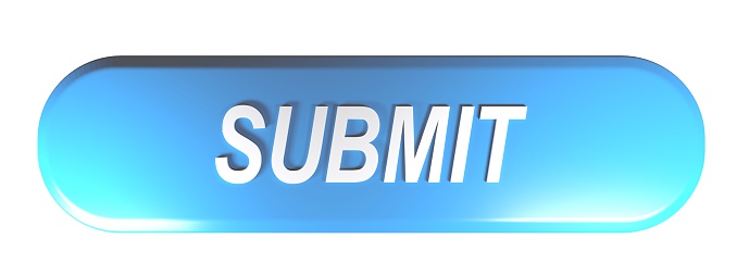 Blue rounded rectangle pushbutton SUBMIT - 3D rendering