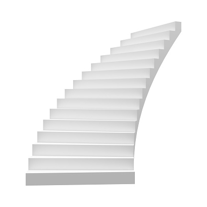 Spiral staircase isolated on white background in financial business concept. 3d abstract illustration.