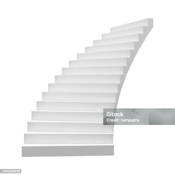 Spiral Staircase Isolated On White Background In Financial Business Concept 3d Abstract Illustration Stock Photo - Download Image Now