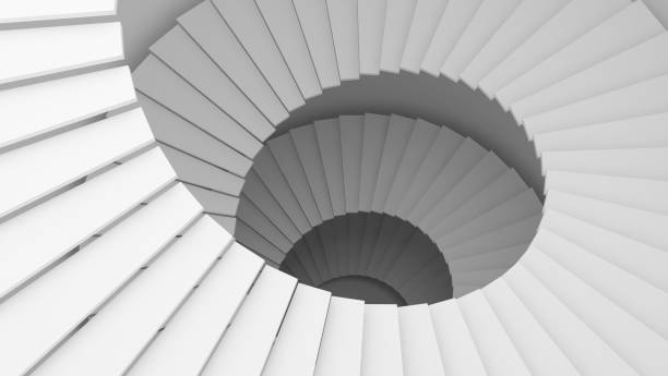 istock Structure of white spiral staircase or tunnel in digital data technology concept. 3d abstract illustration. 1036260052