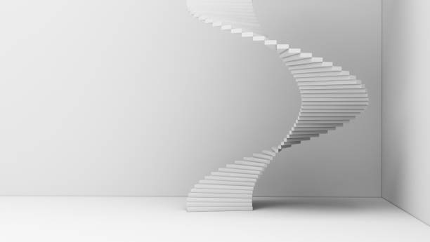 istock Spiral staircase isolated on white background in minimal architecture graphic design concept. 3d abstract illustration. 1036260090