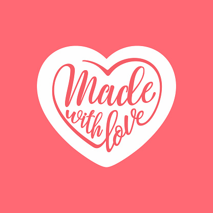 Made with love. Handwritten stylized heart. Vector illustration