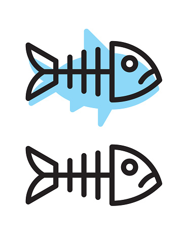 Fish skeleton and silhouette. Files included: Vector EPS 10, HD JPEG 3000 x 4000 px