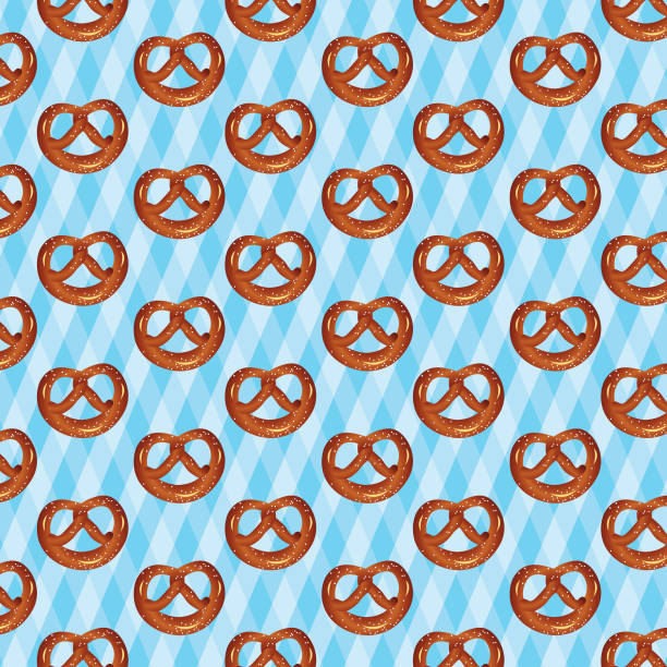 벡터 연속무늬  - pretzel sesame vector snack stock illustrations