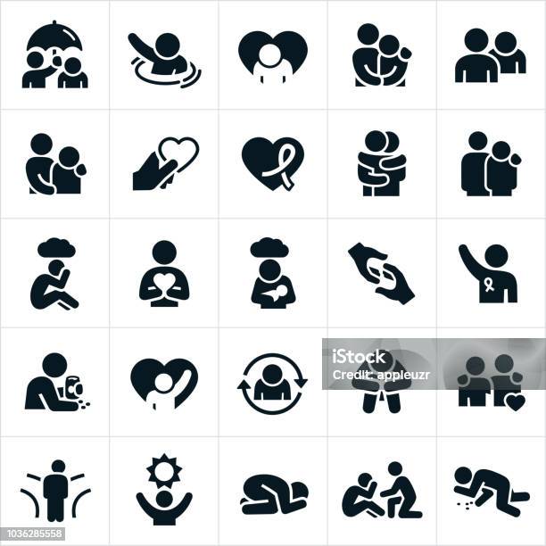 Depression And Anxiety Icons Stock Illustration - Download Image Now - Icon Symbol, Mental Health, Emotional Stress