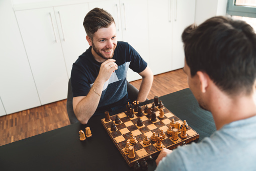 Two friends playing chess