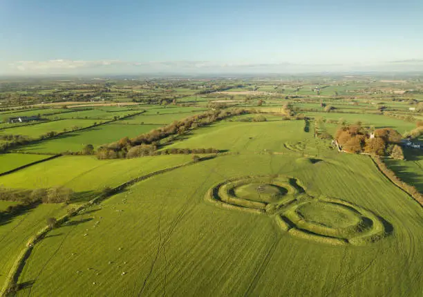 Hill of Tara aerial shot done with drone at sunset
