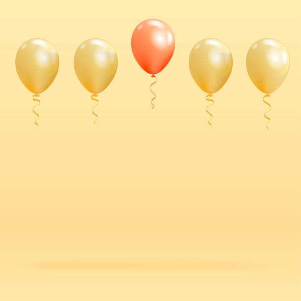 istock Realistic glossy helium balloons floating on blue background. 3D balloons poster,concept of leadership and individuality. Vector illustration in pastel colors. 1036316868