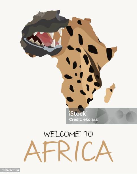 African Spotted Hyena Map Illustration Stock Illustration - Download Image Now - Africa, Animal, Animal Wildlife