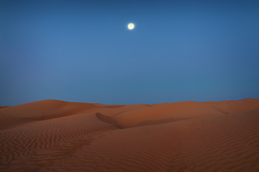 evening in Sahara desert in Tunisia