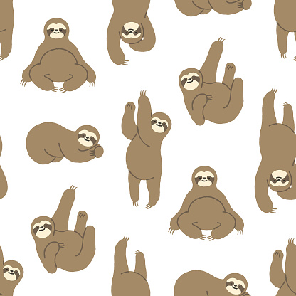 Seamless Hand-Drawn Sloth Pattern
