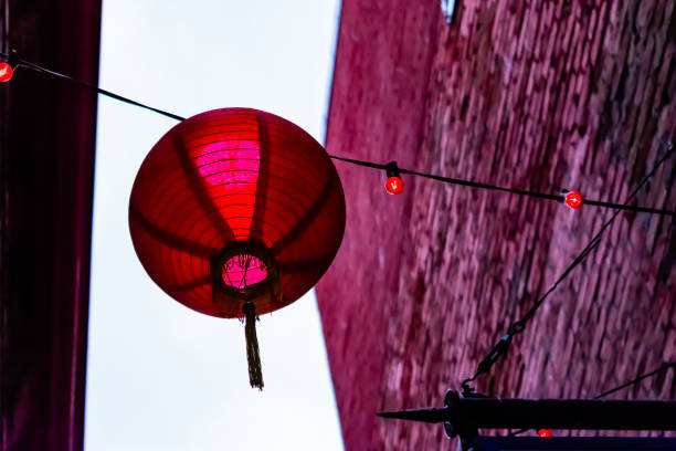 istock Red Chinese Lantern Hanging in Alleyway 1036346590