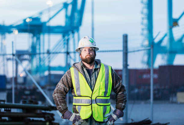 istock Dock worker at shipping port 1036350830