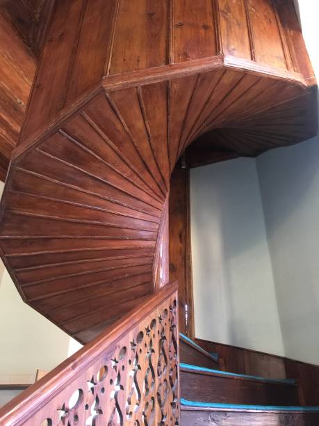 istock wooden workmanship in the historic building 1036351054