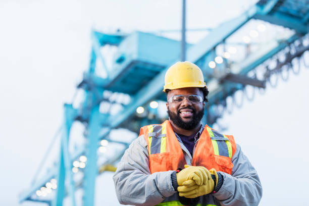 istock African-American dock worker at shipping port 1036351696