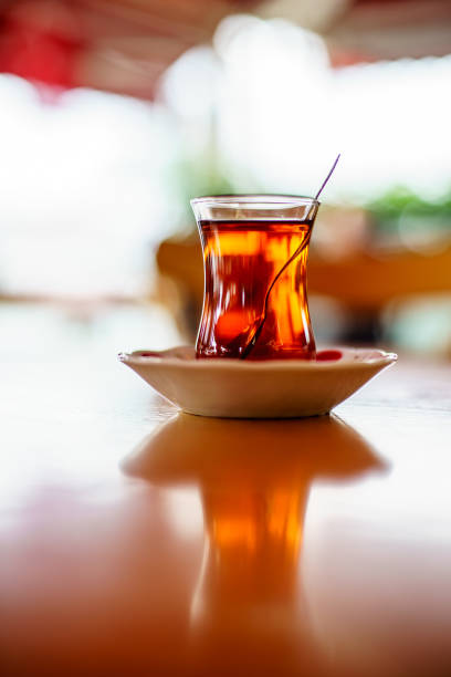 istock Turkish Tea on famous glass on wooden table in Bursa 1036360712