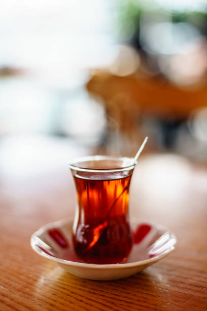 istock Turkish Tea on famous glass on wooden table in Bursa 1036360736