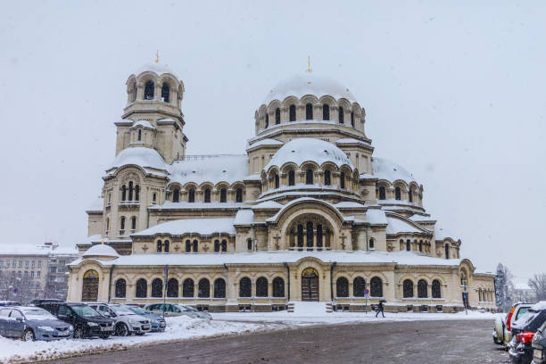 istock Alexandre Nevsky Cathedral in Sofia, Bulgaria winter with snow 1036364440