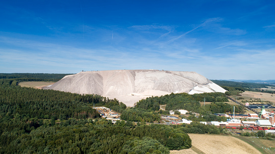 Aerial view of mine dump Kalibergwerk Neuhof, Germany - potash mine