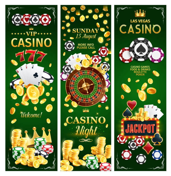 카지노 온라인 도박 잭 팟 배너 - leisure games sports activity cards gambling stock illustrations