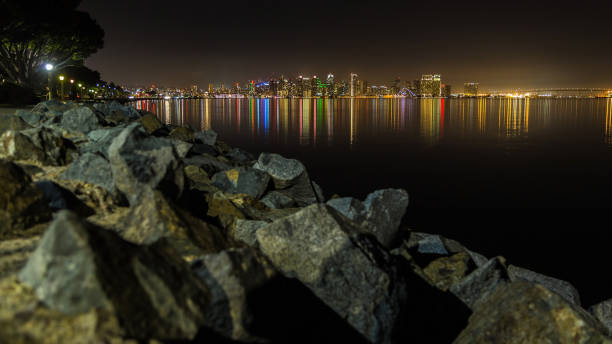 istock San Diego dowtown skyline, night water reflections 1036416834