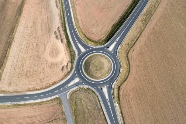 istock Traffic circle, roundabout - aerial view 1036418038