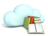 Cloud icon with books 3D
