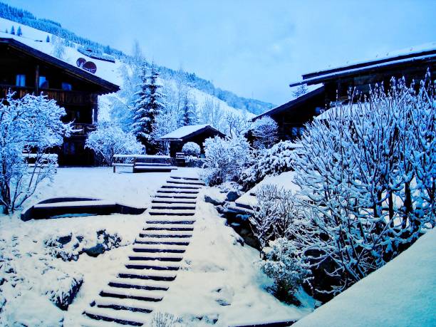 istock Swiss chalet in Megeve in Snow 1036435708