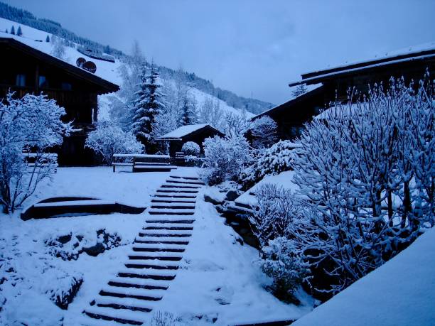 istock Swiss chalet in Megeve in Snow 1036435738