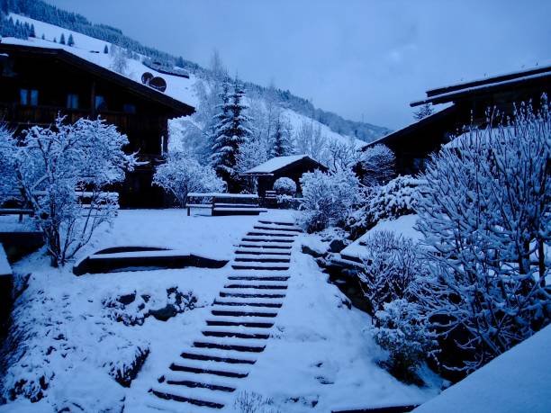 istock Swiss chalet in Megeve in Snow 1036435834