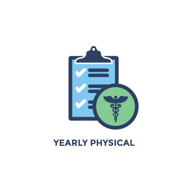 ilustrações de stock, clip art, desenhos animados e ícones de bmi - body mass index icon with yearly physical checklist - green and blue - physical checkup