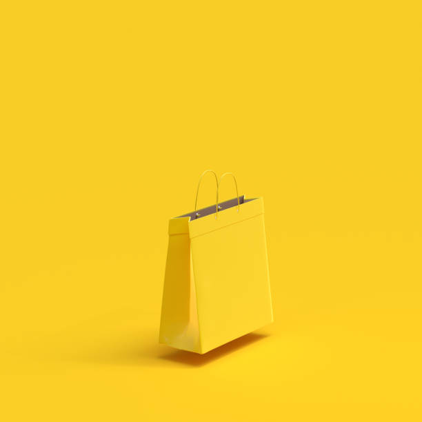 Shopping bag paper yellow color mock-up