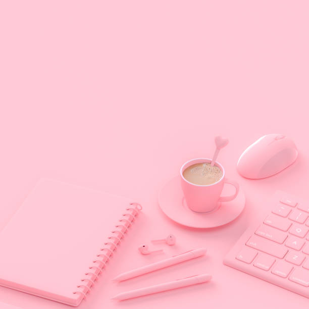 istock Minimal concept. Coffee milk  in pink cup 1036464804